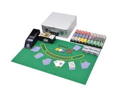 Pokerio/Blackjack rinkinys su 600 žetonais su vertėmis, aliuminis