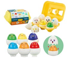 WOOPIE 54122 Dėlionių rūšiavimo Montessori Suderinti Formas Laimingos Vištos Kiaušiniai 6vnt