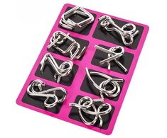 Metalinių Montessori galvosūkių vaikams ir suaugusiems rinkinys, rožinis, 8 vnt