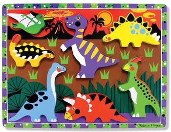 Medinė Melissa & Doug Chunky Puzzle saurs 13747, 7 vnt. Dino dėlionė