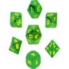 REBEL RPG Dice Set - Metal - Žalias with Geltona Numbers