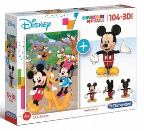 Mickey Mouse 20157, 23.5 cm x 33.5 cm, 104 vnt. Clementoni dėlionė