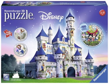 3D dėlionė 216 Disney Castle 125876, 45 cm x 27 cm, 216 vnt. Ravensburger dėlionė