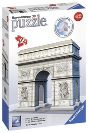 3D dėlionė Arc de Triomphe 125142, 21.5 cm x 11.5 cm, 216 vnt., balta Ravensburger dėlionė
