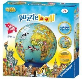 3D dėlionė The Globe, 14 cm x 14 cm, 180 vnt. Ravensburger dėlionė