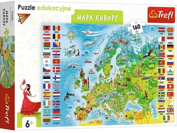 Map Of Europe, 60 cm x 40 cm, 160 vnt. Trefl dėlionė
