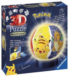 3D dėlionė Night Light Pokemon 11547, 12 cm x 12 cm, 72 vnt. Ravensburger dėlionė