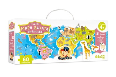 World Map, 64 cm x 32 cm, 60 vnt. CzuCzu dėlionė