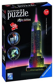 3D dėlionė Empire State Building - Night Edition 125661, 24 cm x 7 cm, 216 vnt. Ravensburger dėlionė