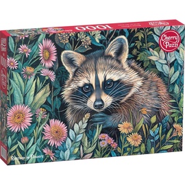 Raccon in Flowers, 50 cm x 70 cm, 1000 vnt. CherryPazzi dėlionė
