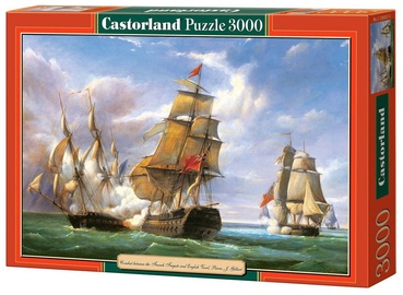 „Combat Between The French Frigate 'La Canonniere' And The English Vessel 'The Tremendous 3000 el. C-300037-2, 92 cm x 68 cm, 3000 vnt. Castorland dėlionė