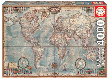 The World Executive Map 14827, 136 cm x 96 cm, 4000 vnt. Educa dėlionė
