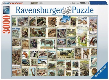 Animal Stamps 17079, 121 cm x 80 cm, 3000 vnt. Ravensburger dėlionė