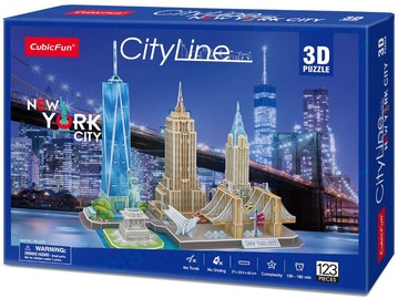 3D dėlionė City Line New York City MC255h, 37 cm x 22.5 cm, 123 vnt. Cubicfun dėlionė