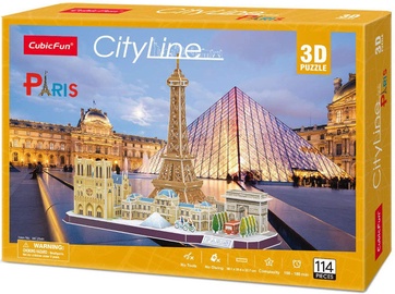 3D dėlionė City Line Paris MC254h, 38.1 cm x 25.4 cm, 114 vnt. Cubicfun dėlionė