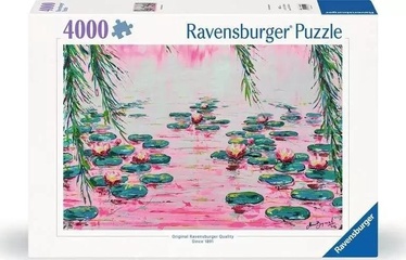 Pink Water Lillies, 92 cm x 138 cm, 4000 vnt. Ravensburger dėlionė