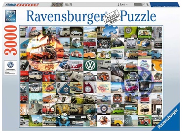 99 VW Campervan Moments 16018, 80 cm x 121 cm, 3000 vnt. Ravensburger dėlionė