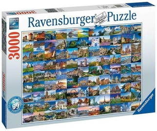 99 Beautiful Places Of Europe 17080, 80 cm x 121 cm, 3000 vnt. Ravensburger dėlionė