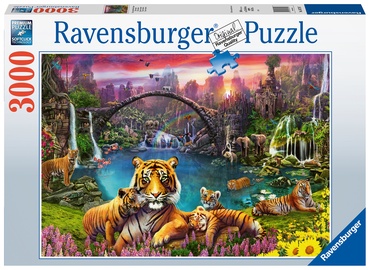 Tiger In Paradise Lagoon 167197, 80 cm x 121 cm, 3000 vnt. Ravensburger dėlionė