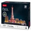 3D dėlionė City Line Paris, 115 vnt. Cubicfun dėlionė