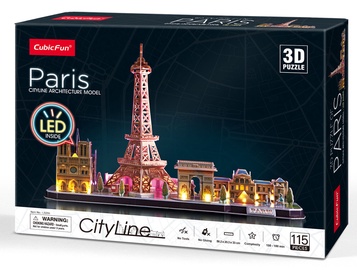 3D dėlionė City Line Paris, 115 vnt. Cubicfun dėlionė