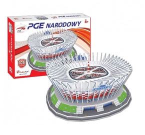 3D dėlionė PGE National Stadium, 33 cm x 3.6 cm, 105 vnt., balta/žalia/pilka Cubicfun dėlionė