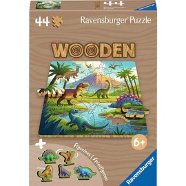 Medinė Dinosaur World, 19.2 cm x 19.2 cm, 44 vnt. Ravensburger dėlionė