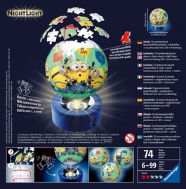 3D dėlionė 3D Minions Glowing Ball, 12.9 cm x 15.9 cm, 74 vnt. Ravensburger dėlionė