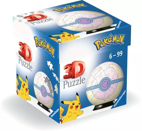 3D dėlionė Pokemon Heal Ball 11582, 7.5 cm x 7.5 cm, 54 vnt., geltona/rožinė Ravensburger dėlionė