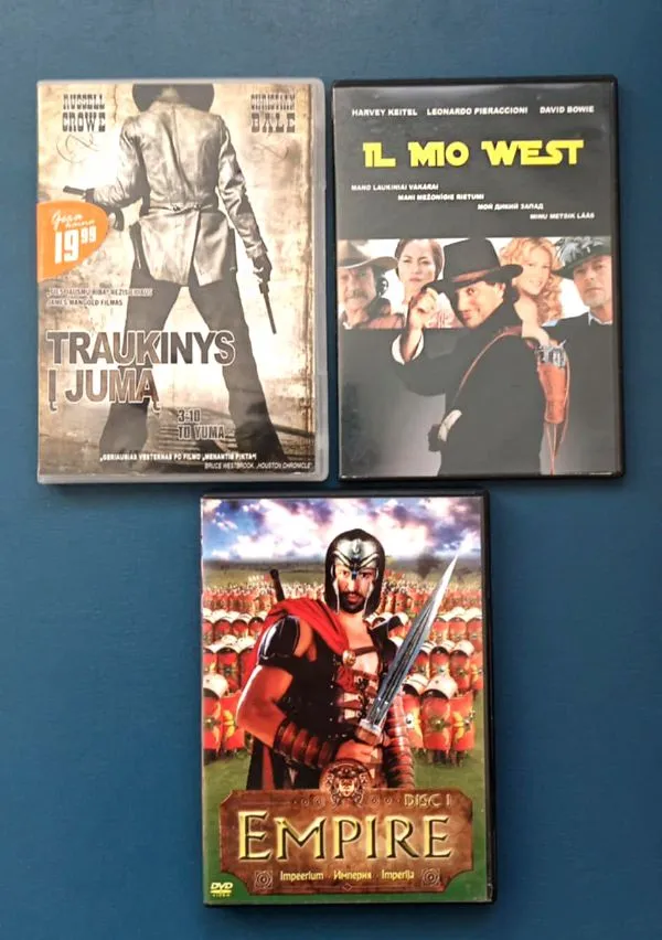 DVD flmai,  "Traukinys į Jumą" "Mano laukiniai vakarai" ir "Imperija"