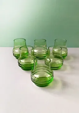 Žalio stiklo taurelės, 80-90ml, 6vnt.